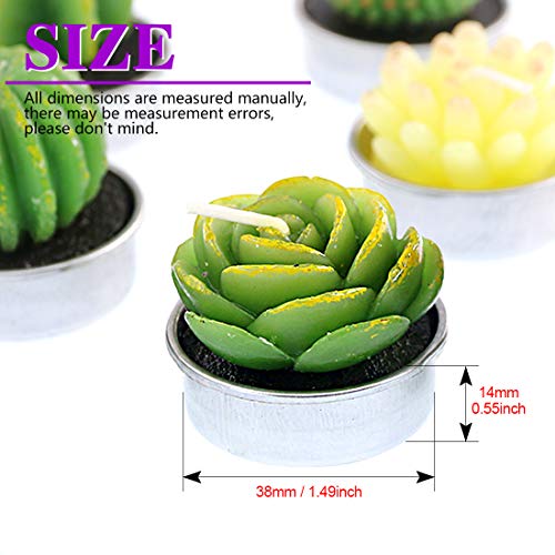 Swpeet 12Pcs Decorative Succulent Cactus Tealight Candles Kit, Cute Smokeless Succulent Plants Perfect for Candles Festiva...