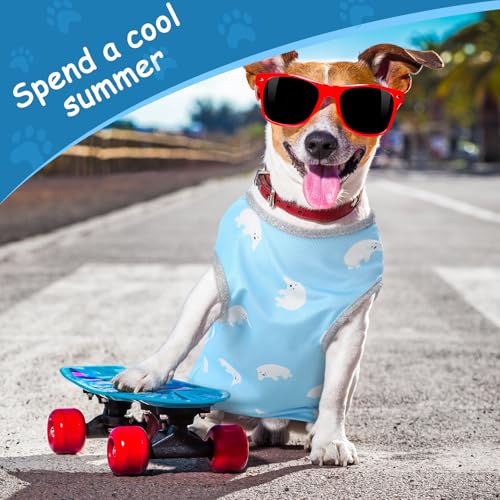Huhumy 2 Pack Dog Cooling Shirts with 4 Pcs Ice Pack Cooling Vest Quick Dry Vest Dog Cooling Harness Summer Beach Hawaii J...