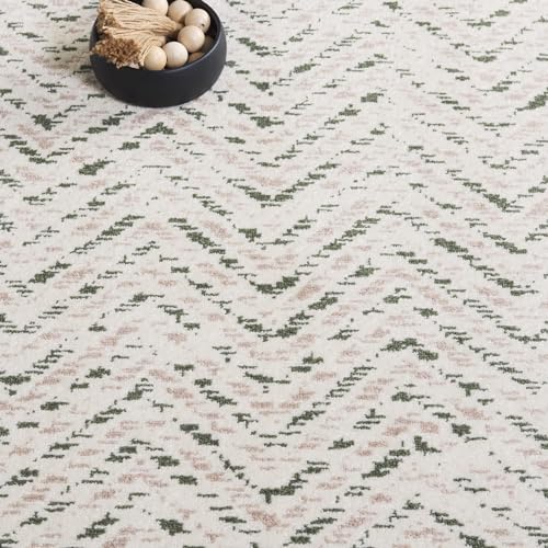SAFAVIEH Area Rug 8x10 - Adirondack Collection - Large - Ivory & Dark Green, Chevron Pattern, Non-Shedding & Easy Cleanin...