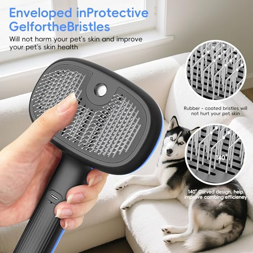 Gleedeal Steam Brush for Dogs and Cats,Dog and Cat Hair Brush for Shedding and Grooming with Electronic Mist Spray,Pet Ste...