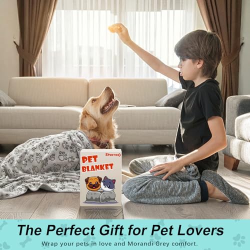 Stuffed® Premium Soft Dog Blanket Washable, 40"x32" Cat Blanket for Indoor Cats Large Medium Small Dog Puppy Essentials (G...