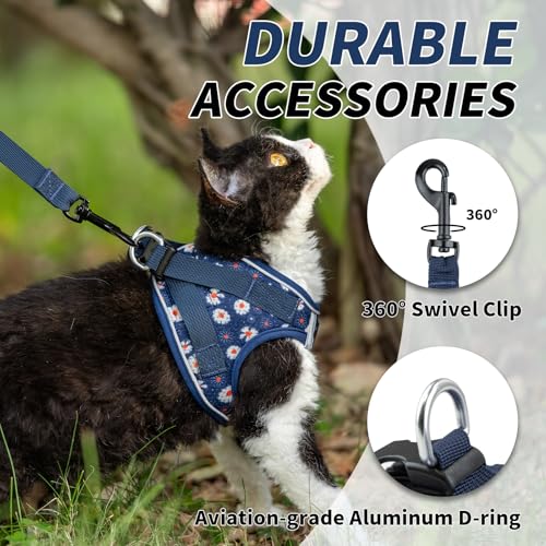 Arblina Soft Mesh Cat Harness and Leash Set for Walking,Escape Proof No Choke Step in Kitten Vest Harness,Reflective Ajust...