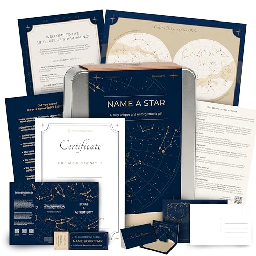 Name a Star Gift Box – Personalized Star Kit, Star Certificate, Galaxy Pass, 3D Greeting Card & Night Sky Poster – Unique ...