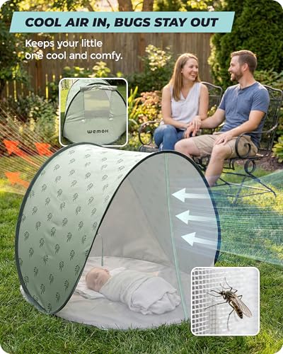 WEMOH Baby Beach Tent, 2026 Upgrade Pop Up UPF 50+ UV Protection Sun Shelter Canopy with Mosquito Net Portable Outdoor Sha...