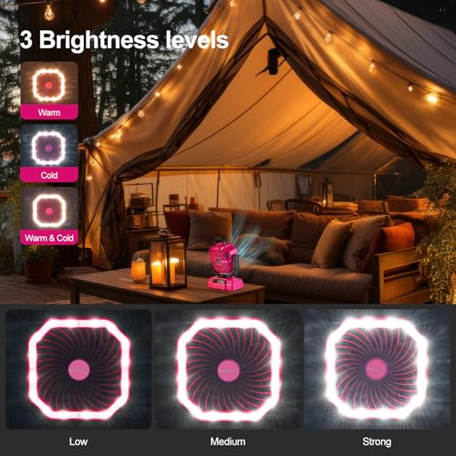 Odoland Portable Camping Fan with LED Lantern, 20000mAh Rechargeable Battery Powered Fan with Auto Oscillation, Timer, Rem...
