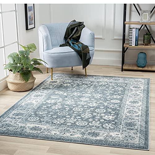 LUXE WEAVERS Patricia Collection 125 Blue 5x7 Oriental Floral Area Rug