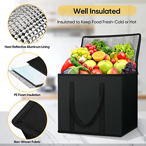 BALEINE 2Pk Insulated Reusable Grocery Bags, Collapsible Cooler Bag for Groceries, Heavy Duty Large Insulated Bag (16''x...