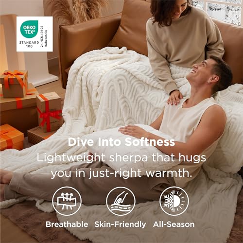 Bedsure GentleSoft Cozy Throw Blanket for Couch - Soft Summer Boho Blankets for Women, Fuzzy Fleece Throw for Beds, Boho H...