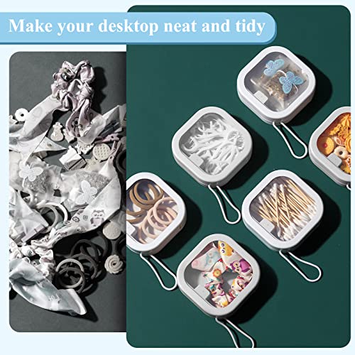 Kathfly 4 Pcs White Hair Tie Organizer Portable Hair Accessory Storage Containers Stackable Tie Bobby Pin Holder Home Cott...
