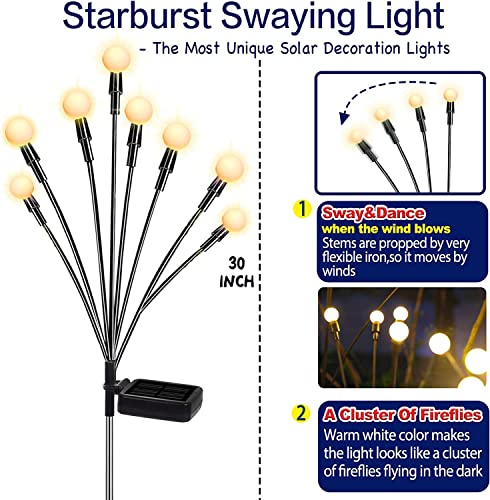 TONULAX Solar Garden Lights - Upgraded Solar Swaying Light, Sway by Wind, Outdoor Lights, Yard Patio Pathway Decoration, H...
