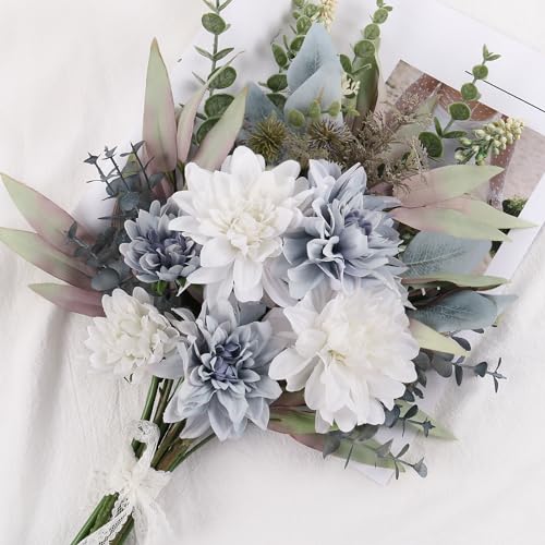 Fake Artificial Flowers Bouquet for Decoration, Silk Floral Arrangements Faux Flowers Plant Wedding Bride Bouquets Tables ...
