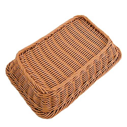 Yarlung 3 Pack Imitation Rattan Woven Bread Baskets, 11.8 x 7.8 Inch Plastic Wicker Fruit Baskets for Food Serving, Vegeta...
