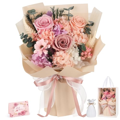 Flowers for Delivery Prime Preserved Flowers Bouquet That Last 3-5 Years Real Forever Roses Bouquet Mothers Day for Mom Mo...