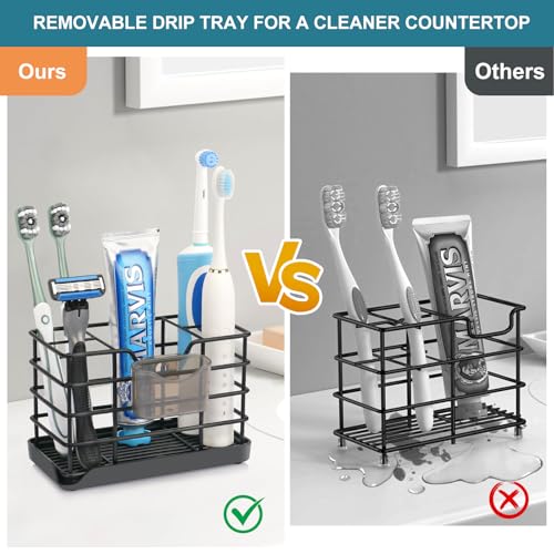 Toothbrush Holders for Bathrooms, Stainless Steel Bathroom Toothbrush Holder Kids Electric Tooth Brush Holder and Toothpas...