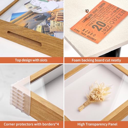 MUXIUNT Travel Adventure Challenge Archive Shadow Box Picture Frame with Slot,12x12 Travel Ticket Card Memory Box for Keep...