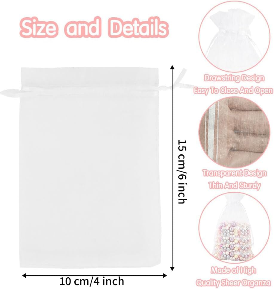 Organza Bags 4x6,50 Pcs Sheer Mesh Bags Drawstring,Small Mesh Gift Bags,Drawstring Gift Bags,Wedding Favor Bags,Candy Bags...