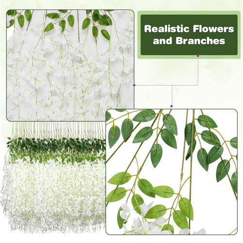 Alotiki Wisteria Hanging Flowers,Fake Hanging Flowers,Wisteria artificiales Garland for Home Wedding Arch Floral Party Gar...