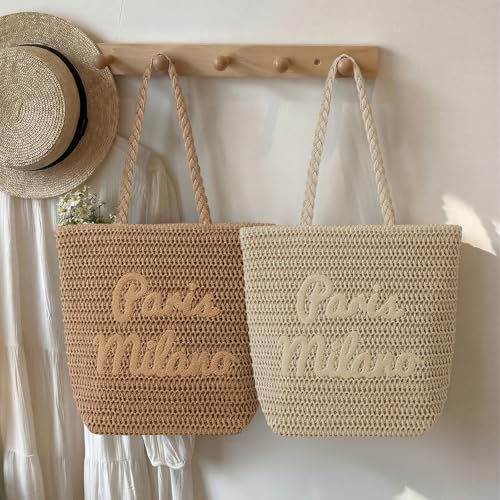 Beach Bags for Women - Large Straw Bag Woven Beach Tote, Summer Handmade Shoulder Handbag