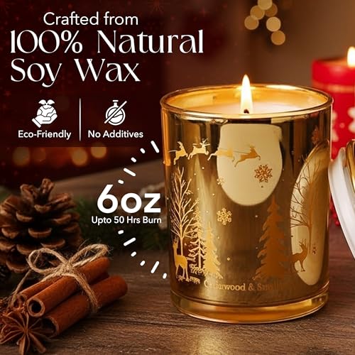 Majestic Zen Christmas Candles Gift Set for Home Decor - Scented Candles with Cedarwood, Sugar Vanilla & Tree Needle - Chr...
