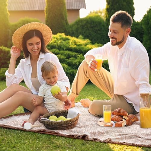 VitalCozy Waterproof Picnic Blankets 71×71 inch Outdoor Blanket Foldable 2 in 1 Double Layer Sandproof Beach Mat with Carr...
