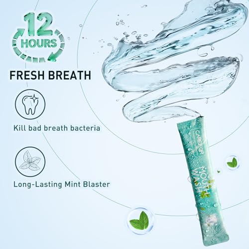 Mouthwash Travel Size Portable Packets to Go, Alcohol & Fluoride Free Fresh Mint MouthwashStrips for Superior Oral Hygien...