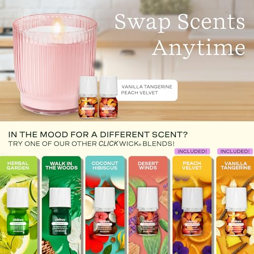 Lifelines Flameless Candle Aromatherapy Essential Oil Diffuser with 2 ClickWick Essential Oil Blends - Cordless & Waterles...