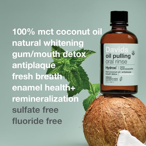 Davids Nano Hydroxyapatite Oil Pulling Oral Rinse Mouthwash, 100% MCT Coconut Oil, Promotes Teeth and Gum Health, Natural ...