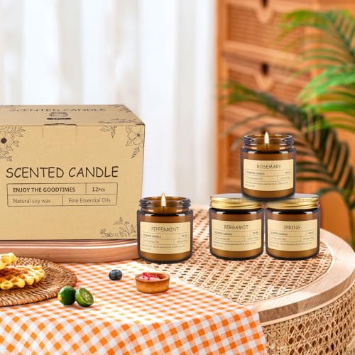 12Pack Scented Candle Set - Aromatherapy Candle Gift Set – Long Lasting Jar Candles for Men| Women, Ideal for Birthdays, M...