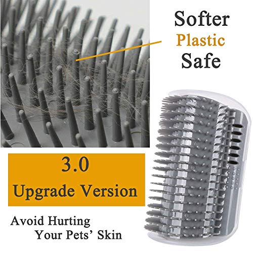 3.0 Softer Cat Self Groomer with Catnip, Dog Cat Corner Groomer,Wall Corner Scratcher Comb,Grooming Massage Brush, Perfect...