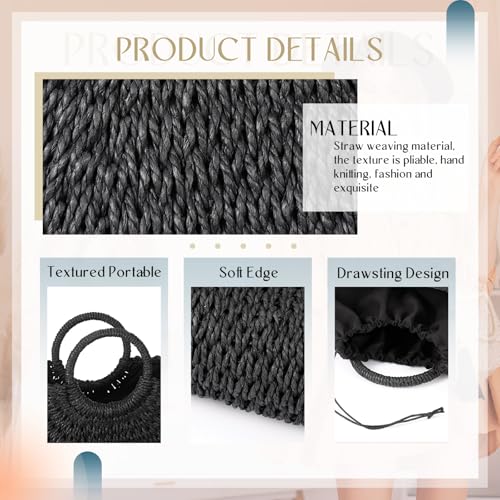 Frienda Straw Tote Bag Summer Beach Bag Handmade Straw Rattan Woven Handbag for Women Travel