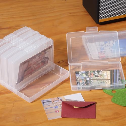 novelinks Transparent 4" x 6" Photo Storage Boxes, 6 Inner Photo Organizer Cases with Tray, Picture Storage Containers for...
