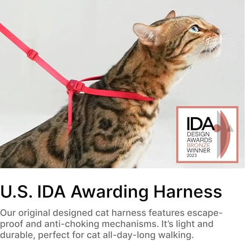 BuddyArmor Cat Harness and Leash 2-in-1, Escape Proof Anti-Chocking Harness Adjustable Lighweight Leash for Walking Outoor...