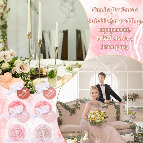 Treela 50 Set Flower Candles Wedding Favor for Guests Mini Pink Champagne Rose Shaped Tealight Candles for Return Gift Wed...