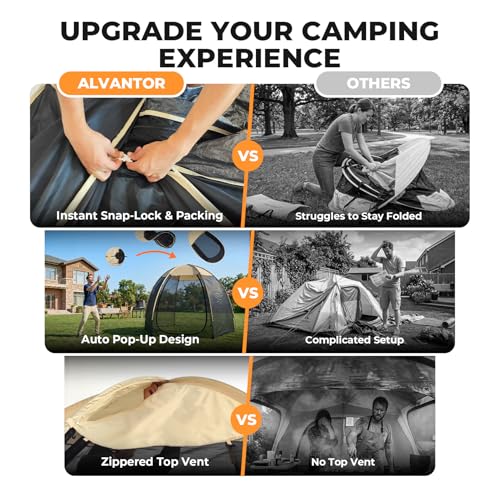 Alvantor® Pop Up Screen House Tent, Snap-fit Mesh Screen Gazebo with Peaked Roof, Portable Screen Room Canopy Shelter with...