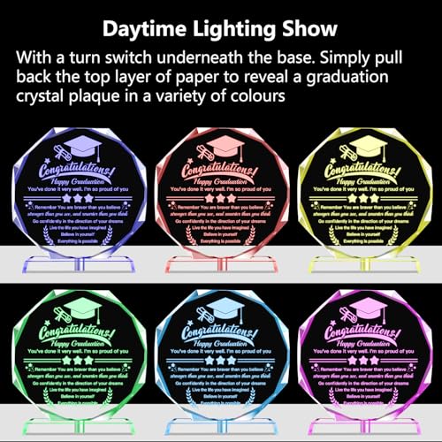 Graduation Gifts 2026, High School College Masters Degree PHD Graduation Gifts for Students, 3D Laser Engraved Crystal Kee...