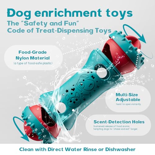 knitly Interactive Dog Toys, Adjustable Treat Dispensing Toy to Keep Them Busy, Dog Enrichment for Brain Stimulation & Cog...