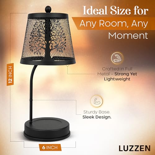 LUZZEN Farmhouse Candle Warmer Lamp Black – Large Flameless & Smokeless Candle Melter lamp with Timer & Adjustable Light,f...