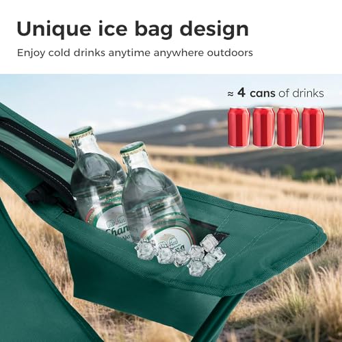 LET'S CAMP Camping Chair 2 Pack Folding Chair with 4-Can Cooler Bag Portable Lawn Chair with Cup Holder,Storage Pocket, Su...