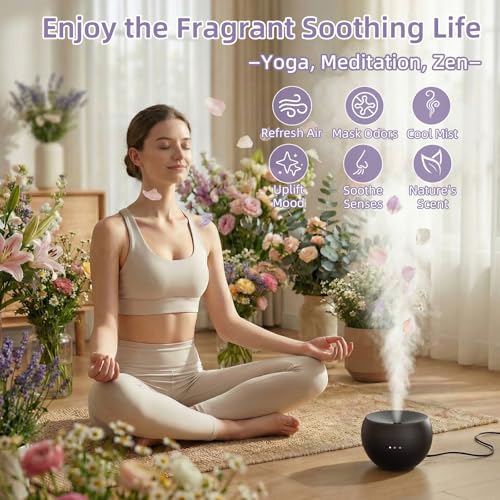 Essential Oil Diffuser, Small Ultrasonic Aromatherapy Diffuser with Auto-Off Function, Cool Mist Humidifier with 2 Modes, ...