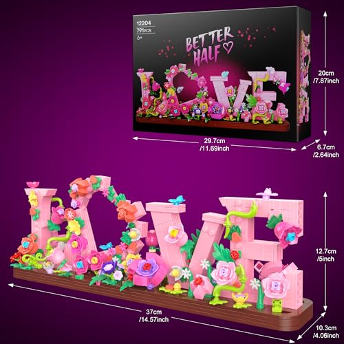 Booyuer Flower Building Set for Love, 791PCS DIY Romantic Floral Brick Kit, Graduation Gift, School Desk Decor, Room Decor...