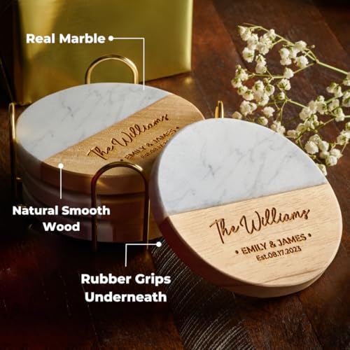 Personalized Coasters, Wedding Gift for Couple, Custom, Premium Craftsmanship Durability Tested, Custom Bar Coasters for D...
