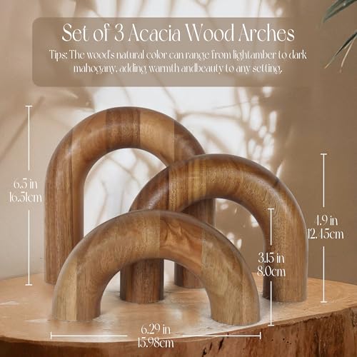 Oakrain 3 Pcs Wood Shelf Decor Aesthetic, Modern Aesthetic Home Decor Accent, Decorative Object for Coffee Table, Book She...