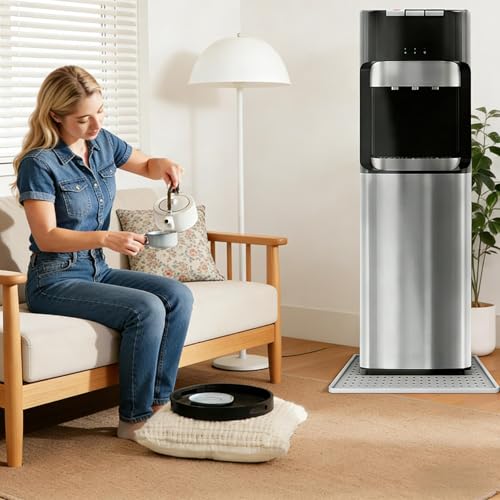 Water Cooler Mat, 24'' x 16'' Non-Slip Water Dispenser Mat with Raised Edge, Waters Cooler Floor Tray for Bedrooms, Kitche...