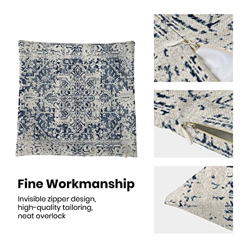Gohdiwh Boho Pillow Covers 16x16 Set of 2, Ethnic Design Decorative Throw Pillows Linen Blue Carpet Pattern Farmhouse Cush...