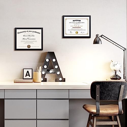 upsimples Certificate Frame with High Definition Glass, 8.5 by 11 Picture Diploma Document Frames for Wall and Tabletop, B...