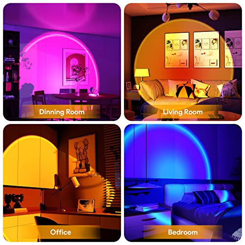 Bavcieu Sunset Lamp Projection Led Lights with Remote, Multicolor Night Light 360° Rotation Rainbow Lights 4 Modes Setting...
