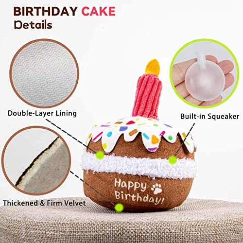 lilfrd Dog Birthday Toy, Birthday Cake Toys for Puppy Gifts, Squeaky Plush Dog Toys