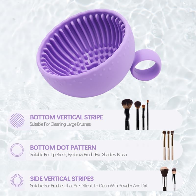 Generic Silicone Makeup Brush Cleaner, Brush Scrubber Bowl, Portable Washing Tool Cosmetic Brush Cleaner (Purple)