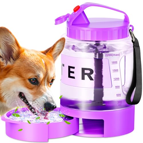 77oz Large Dog Water Bottle Portable - Dog Travel Water Dispenser with Large Bowl, Ideal for Hiking, Camping, Travelling, ...