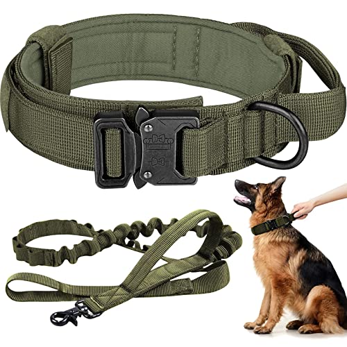 Eitchen Tactical Dog Collar and Leash Set Heavy Duty Military Dog Collar with Handle and Metal Buckle for Medium and Large...